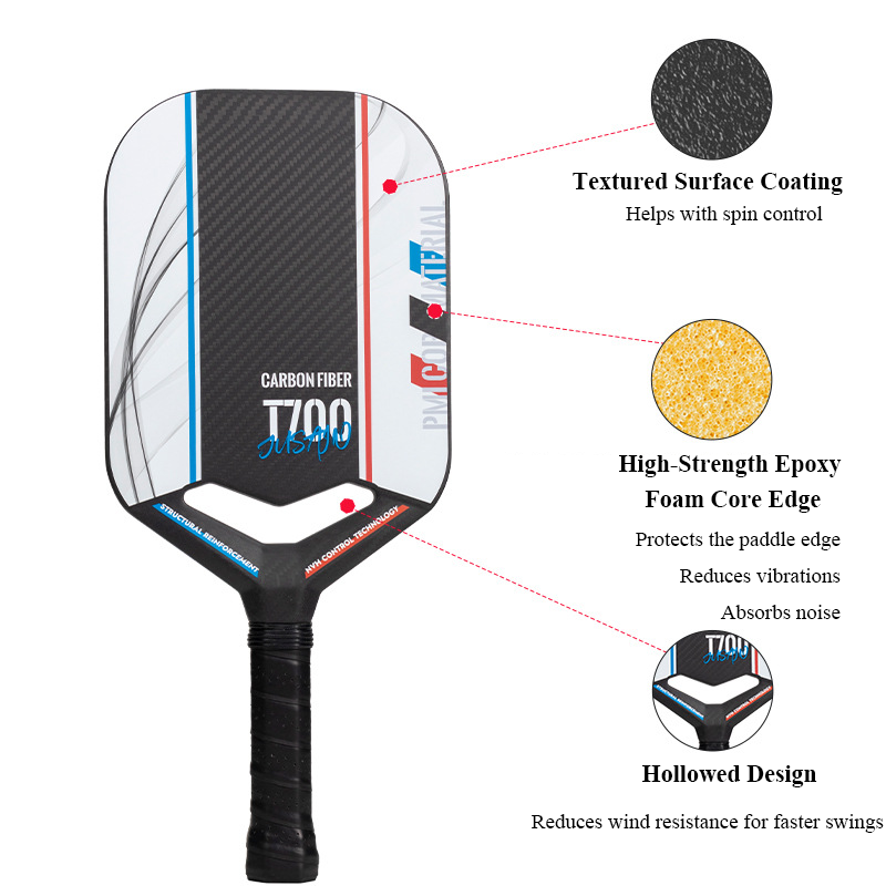 Pro-Comp ThermoForce T700 Carbon Fiber 3K Textured 14mm Pickleball Paddle PP Honeycomb Core | Blue Vortex