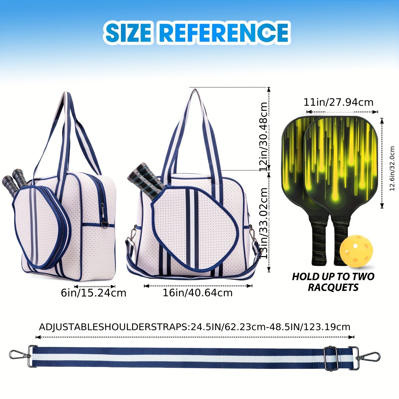 Crossbody Sling Pickleball Bag with Shoulder Strap - Portable Sports Bag for Men and Women - Pickleball Holder Handbag | Nautical Stripes