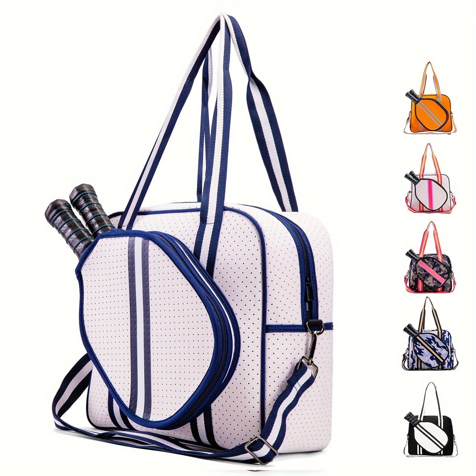 Crossbody Sling Pickleball Bag with Shoulder Strap - Portable Sports Bag for Men and Women - Pickleball Holder Handbag | Nautical Stripes