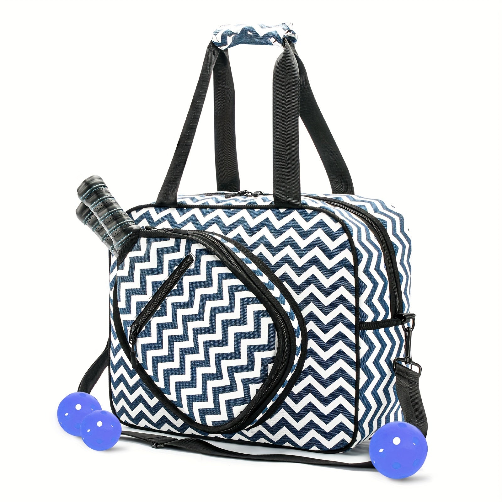 Crossbody Sling Pickleball Bag with Shoulder Strap - Portable Sports Bag for Men and Women - Pickleball Holder Handbag | Zigzag Navy